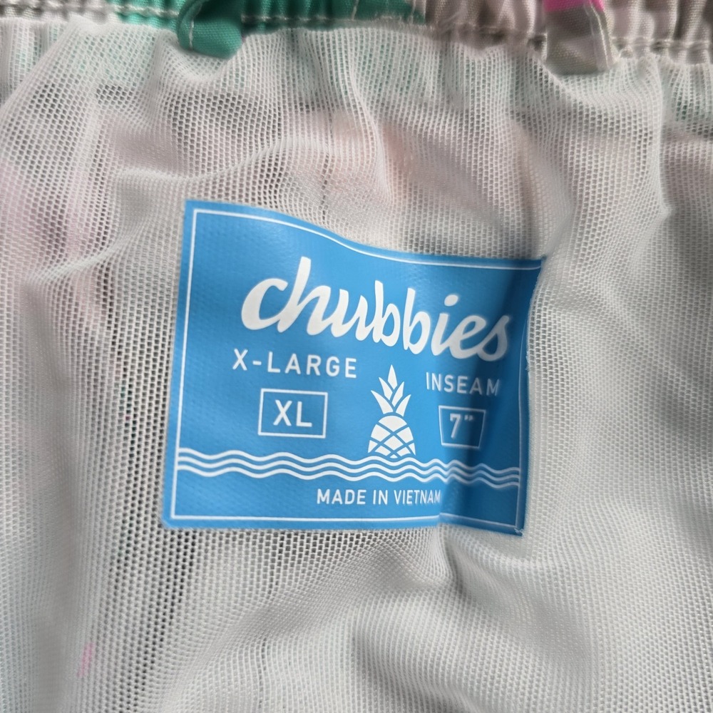Chubbies Shorts Men's XL Teal Aztec En Fuegos 7" Swim Trunks Lined Drawstring - Picture 9 of 16